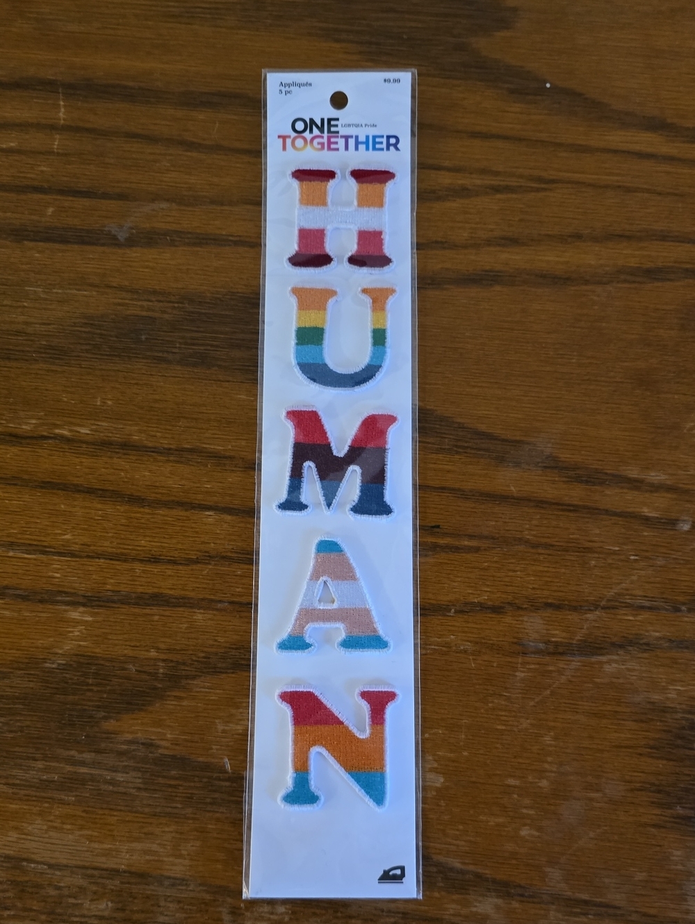 One Together 'HUMAN' Multicolor Letter Iron-On Patches